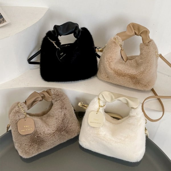 Tygväskor Plysch underarmsväska KHAKI khaki