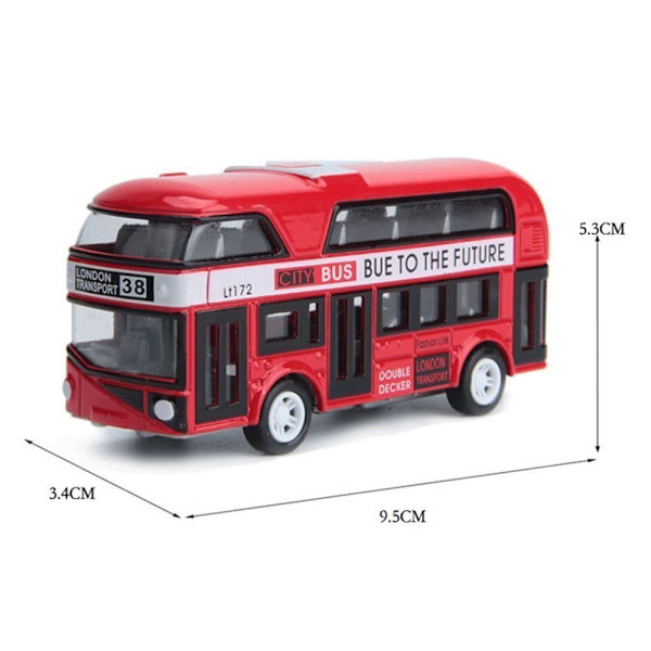 Double Decker Bus Legetøj Model Pull Back Legetøj BLÅ Blue