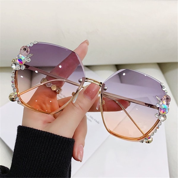Vintage Rhinestone Solbriller Rimeløse Solbriller ROSA ROSA