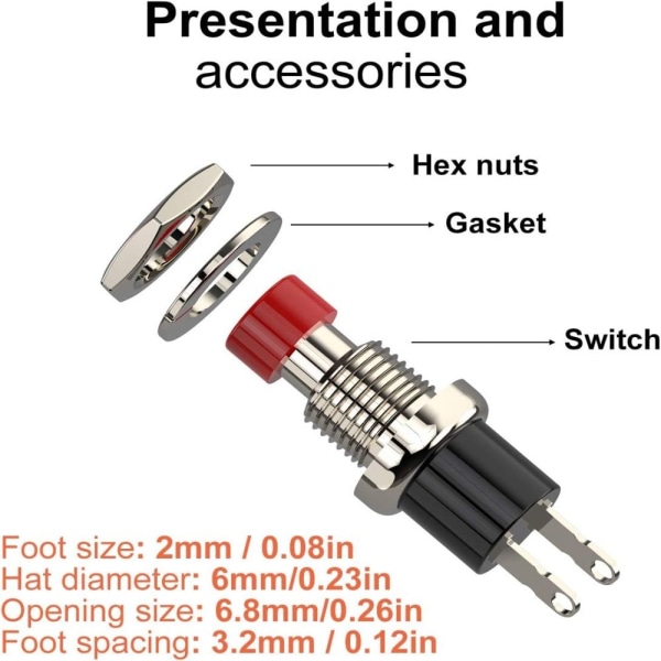 10st Mini Push Button Switch Momentary Switches NO NO NO