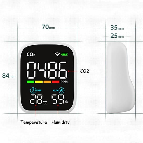 CO2 Detektor WiFi Luftkvalitetsmonitor Kuldioxiddetektor
