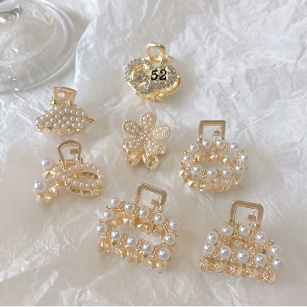 Hårnål White Pearl Metal Flower Hair Claw 1 1 1