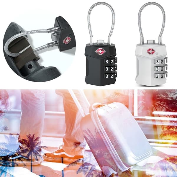 TSA Customs Code Lock Bagage Lösenordslås SVART Black