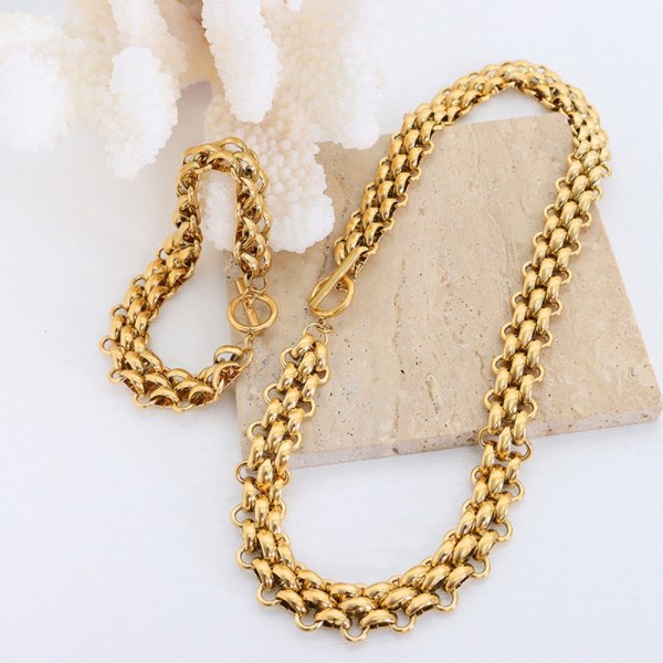 Overdrevet halskjede Trendy kule kvinner halskjede armbånd GULL Gold Bracelet-Bracelet