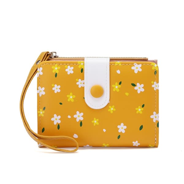 Blomstertrykt lommebok Solid Multi-Card Holder Veske BLÅ blue