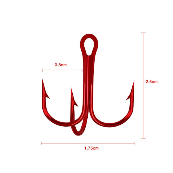 50 stk røde fiskekroge højkulstofstål 3 3 3