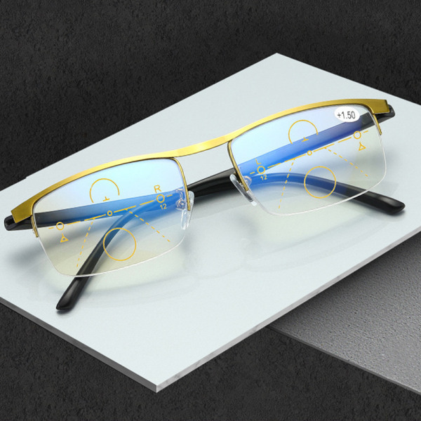 Anti blåt lys læsebriller Progressive Presbyopic black Strength 2.00