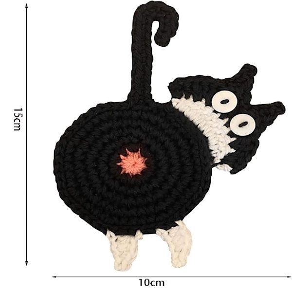 3 stk Vævet Kattebrik Håndlavet Strikket Kitten Coaster GRÅ Grey white brown