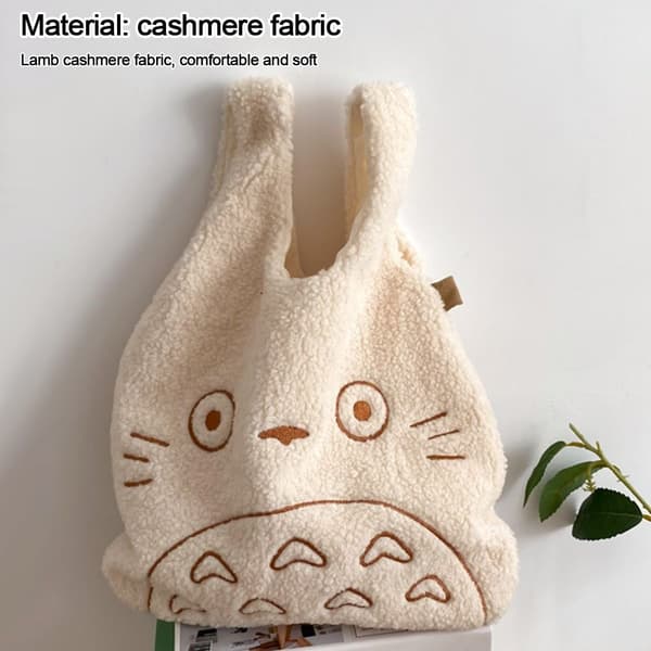 Tecknad Totoro Broderi VIT White