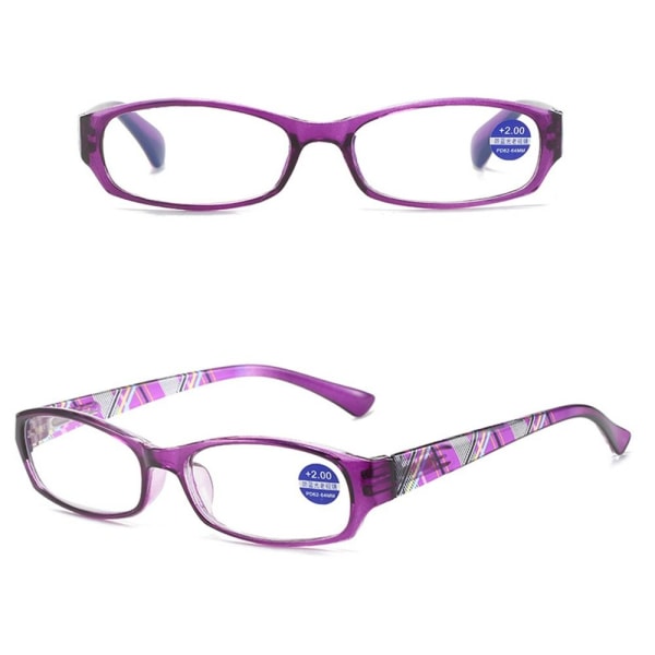 Anti-blått ljus Läsglasögon Fyrkantiga glasögon LILA Purple Strength 350