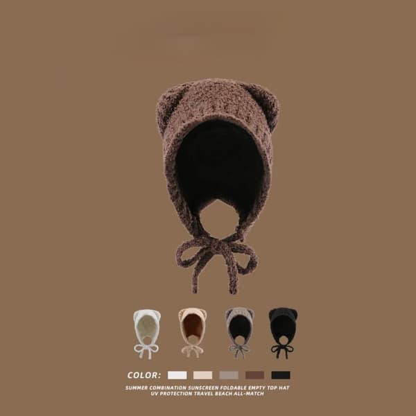 Strikket Cap Bear Ears KAFFE Coffee