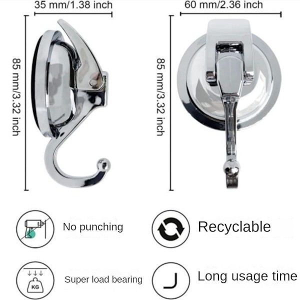 6 kpl Imukuppikoukku Tyhjiö Imu Suihkukoukut Viittakoukut silver 6pcs-6pcs