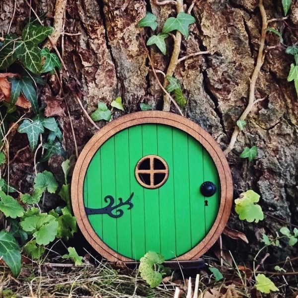 Miniatyr Fairy Elf Door Wooden Craft BLÅ blue