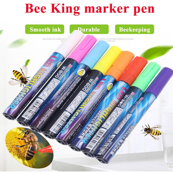 5 kpl Queen Bee Marker Pen LED korostuskynä PUNAINEN PUNAINEN Red