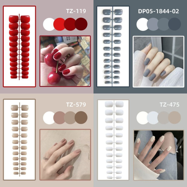 24 stk. Kort firkantet hoved falske negle blanke bærbare falske negle DP05-zh147-14