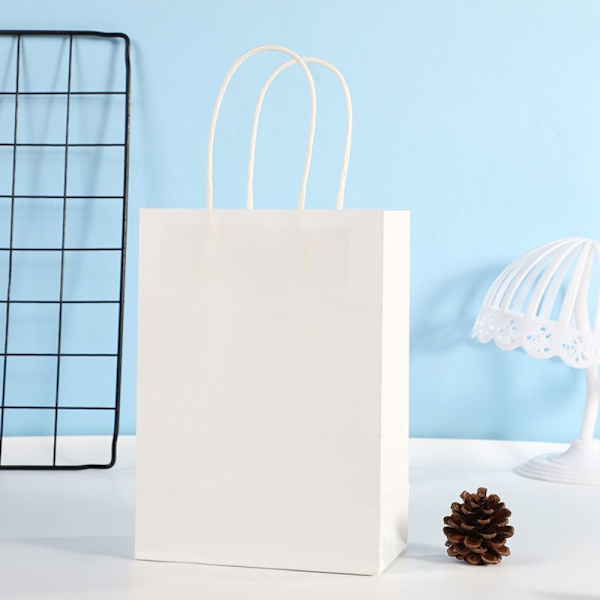 6 ST Färgade Kraftpapperspåsar Rektangulär present VIT White