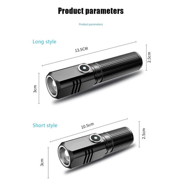 LED-lommelykt USB oppladbart lys LANG STIL LANG STIL Long style