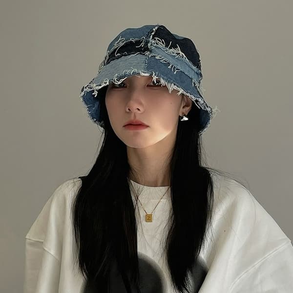 Denim Patchwork Hat Bucket Hat Fisherman Cap