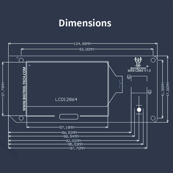 Mini 12864 LCD Graphic Smart Display Control Board med adapter