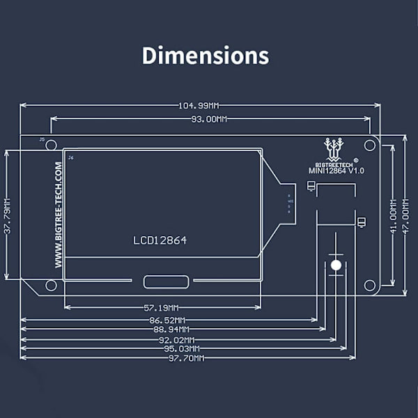 Mini 12864 LCD Graphic Smart Display -ohjainkortti sovittimella