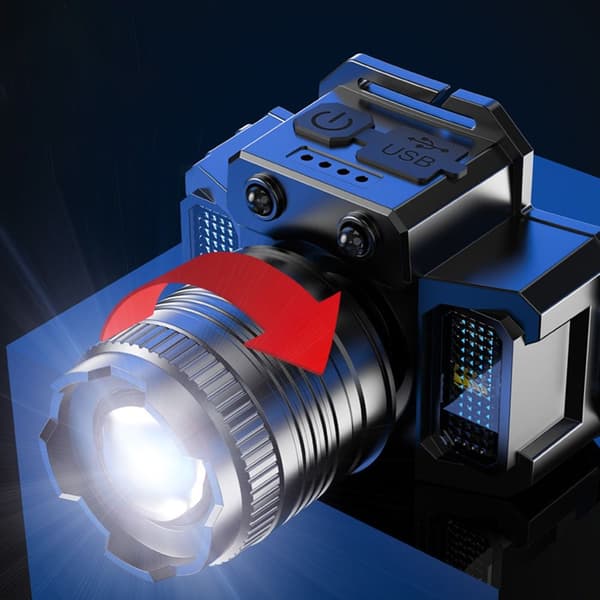 Oppladbar hodelykt 2000mah induksjon LED-hodelykt