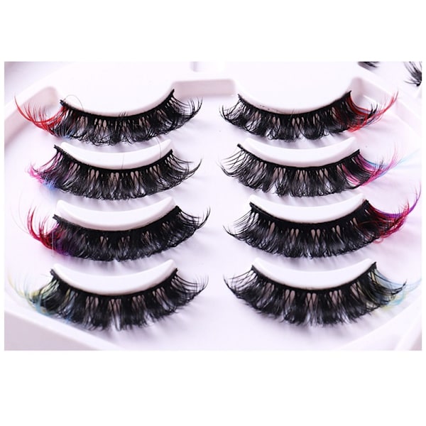 Fargede vipper Faux Mink Lashes Russiske stripevipper ColorMix7-2