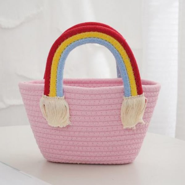Cotton Rope Woven Bag Handväskor ROSA pink