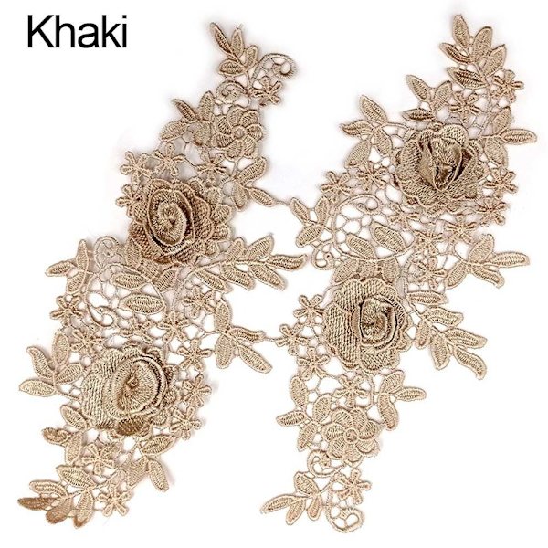 1 par broderilappar Sy på lappar KHAKI Khaki