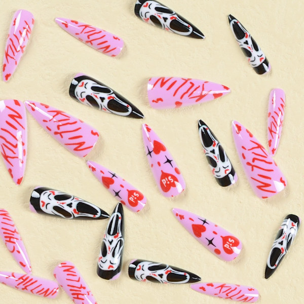 24 stk Mandel kunstige negle Halloween Series French