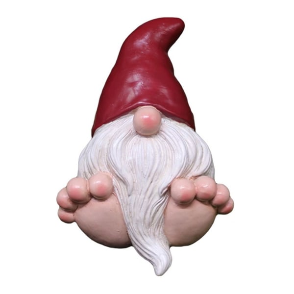 Miniatyr Gnome-figurer Big Feet Dwarfs Statue RØD red