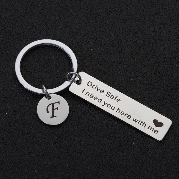 Drive Safe Keychain A-Z 26 Initialer Bokstaver Nøkkelring F F