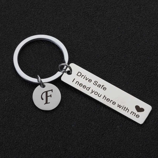 Drive Safe Keychain A-Z 26 Initialer Bokstäver Nyckelring A A