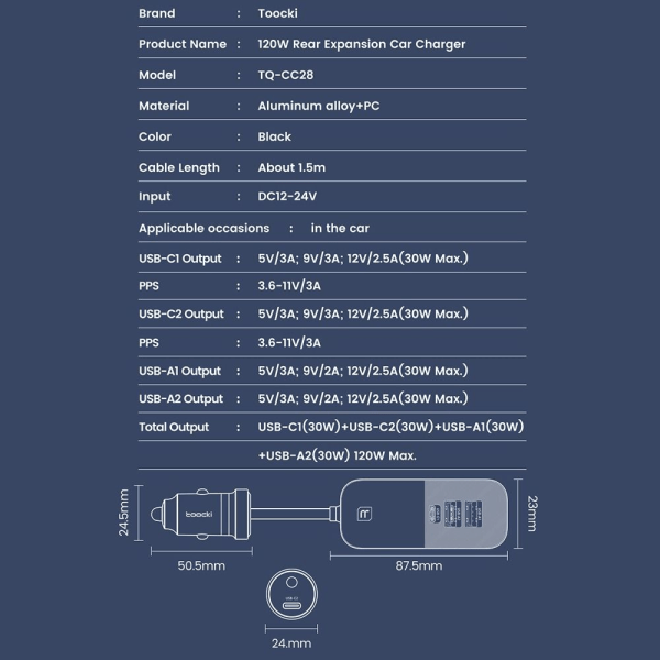 USB Biloplader Biltelefon Oplader Biladapter