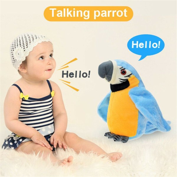 Papegojaleksaker som talar fåglar blå