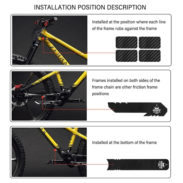 1SETt sykkelramme-klistremerke Sykkelbeskyttelsesfilm 2 2 2