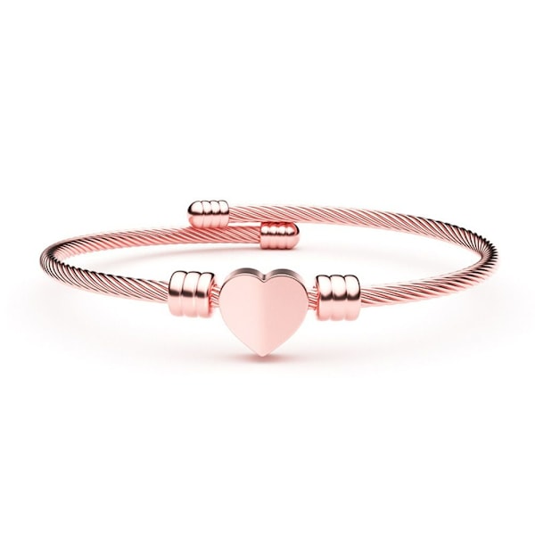 Kärlekshjärta Charm Armband Vajer Armband ROSE GULD Rose Gold