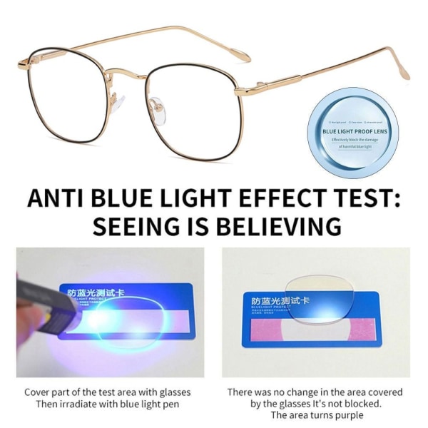 Anti-Blue Light Lasit Ylisuuret silmälasit MUSTA SILVER MUSTA Black silver