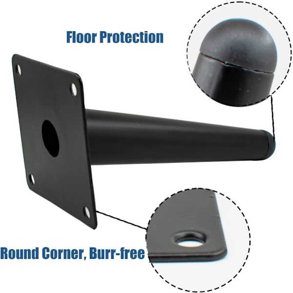 Møbelben Avsmalnende føtter SVART 15CM Black 15cm