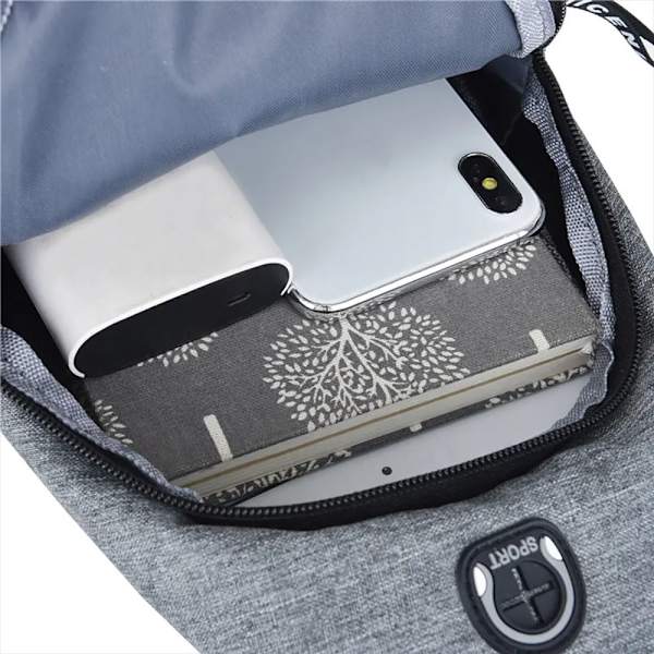 1kpl Rintalaukku Messenger Bag HARMAA-ILMAN USB :tä HARMAA-ILMAN USB: tä grey-without USB