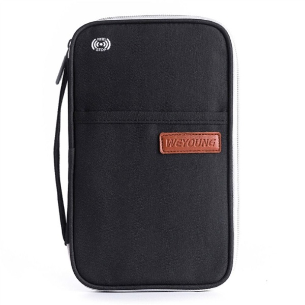 RFID-läderpassväska Passhållare SVART black