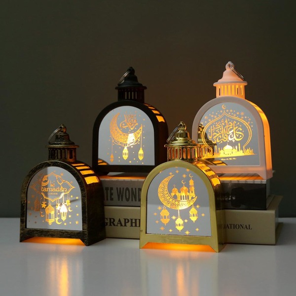 Muslim Ramadan LED Wind Lantern Festival EID Mubarak Light gold