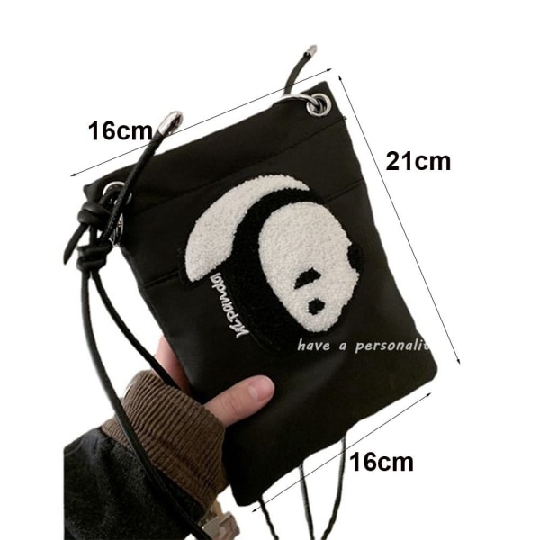 Cartoon Mobiltelefontaske Alsidig Crossbody-taske Panda Zero Black
