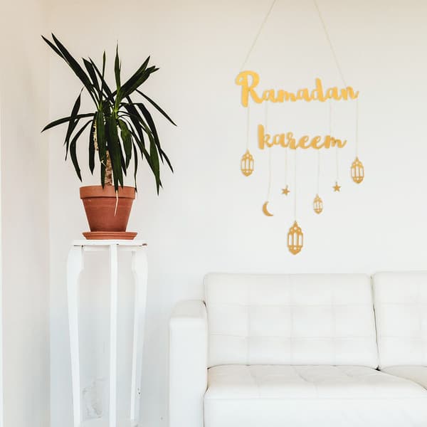 Eid Mubarak Ramadan Kareem Dekor Måne og Stjerne Black