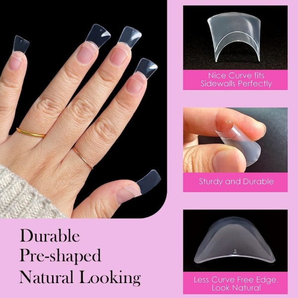 500STK Duck Nail Tips Halvdekke NATURLIG natural