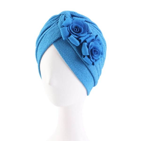 Volang Blomma Turban Chemo Beanie Cap BLÅ blue