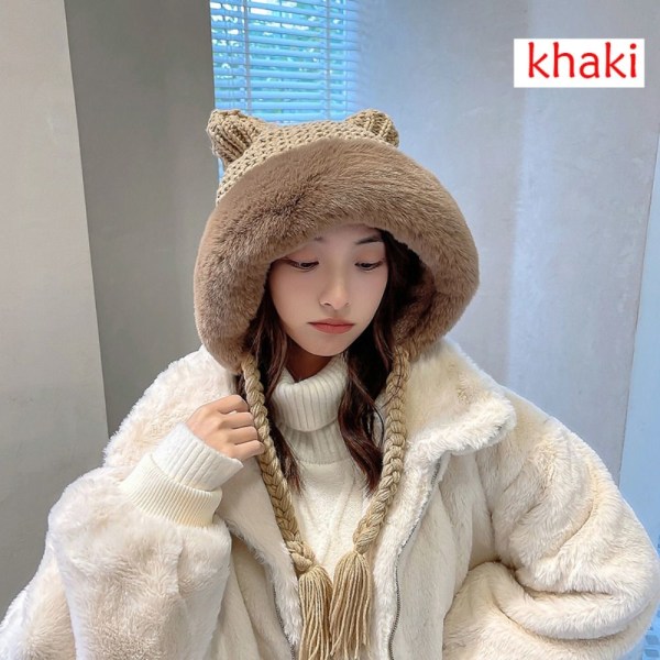 Söt Beanie Hat Virkad Cap KHAKI khaki