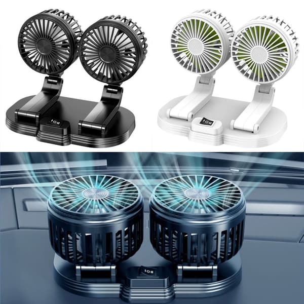 Dual Head Bilvifte Luftsirkulasjonsvifter HVIT White