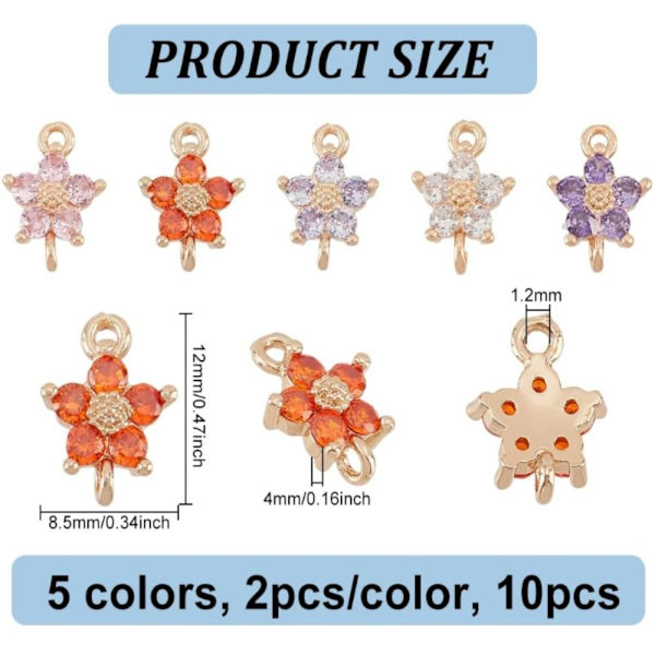10 st Flower Link-kopplingar Cubic Zirconia Link-kopplingar