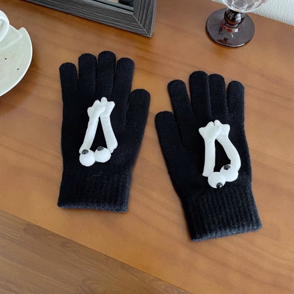 Hand i Hand handskar Sticka handskar SVART black