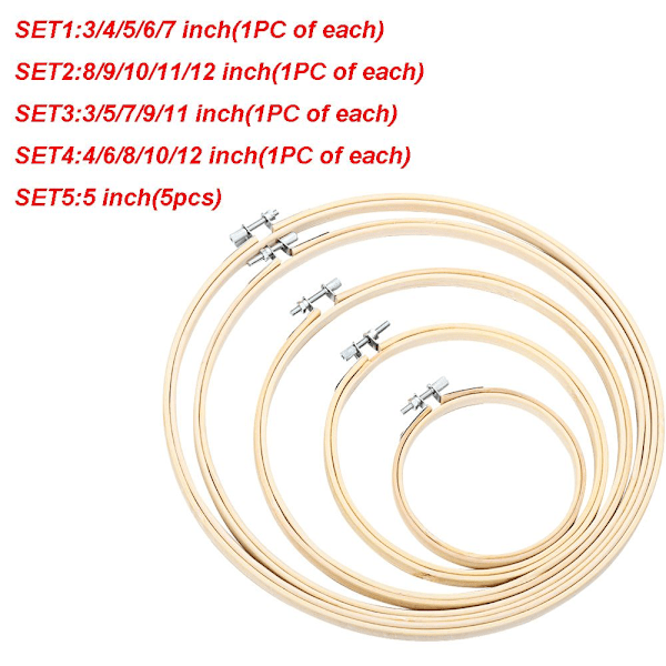 5PCS Broderi Hoop Cross Stitch Frame Round Loop SET5 SET5
